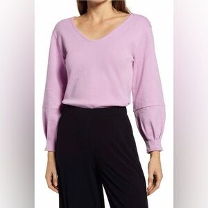 Halogen Long Sleeve V-neck Bow Sweater Size Small